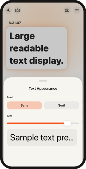 Large, readable text display